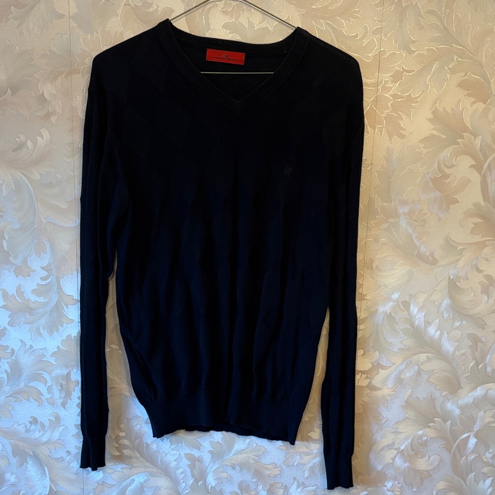 Carolina Herrera Men's V-Neck Sweater in Navy Blue